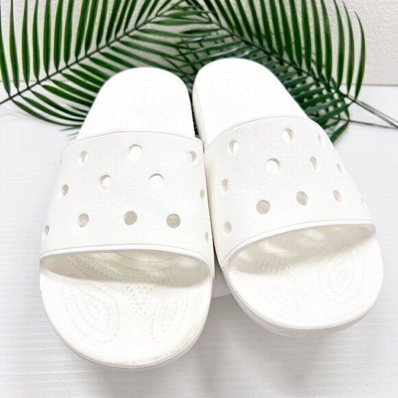 Crocs Unisex Adults' White Croslite Slip On Classic Slide Sandals Size 9M 11W - Picture 4 of 12
